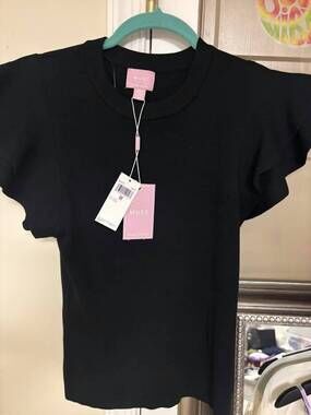 NEW MUSE women's ruffle sleeves republic clothing line sweater in black